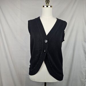 90s Vintage Dress Barn Black Sweater‎ Vest Sz M Cotton Boho Preppy Academia